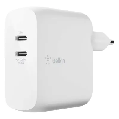 Napájecí adaptér Belkin WCH003vf / 2 x USB-C / 63 W / bílá Varianta: ivi1