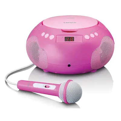 Přenosné rádio Lenco SCD-620PK / CD přehráváč / mikrofon / karaoke / růžová Varianta: ivi2