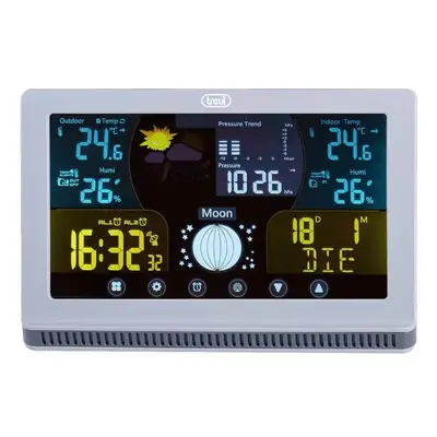 Bezdrátová meteostanice Trevi ME 3P70 RC / barevný LCD displej / °C/°F / 12/24 hod. / šedá Varia