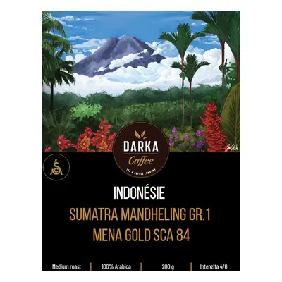 Indonesie Sumatra Mandheling Gr.1 Mena Gold SCA 84 - zrnková káva, balení 1 kg