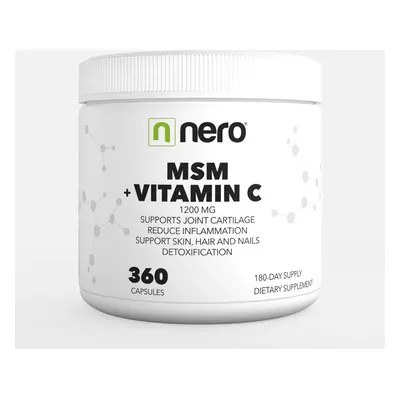 NERO | MSM + Vitamín C 360 kapslí, 1200 mg, Detox, Trávení, Proti zánětům, Zdravá pokožka, vlasy