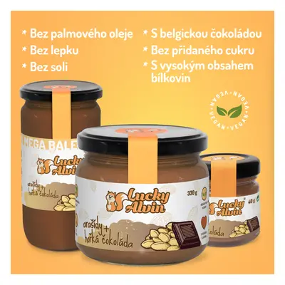 Lucky Alvin Arašídy + Hořká Čokoláda 750 g, bez GMO, Vegan, bez palm. oleje, bez přid. cukru, be