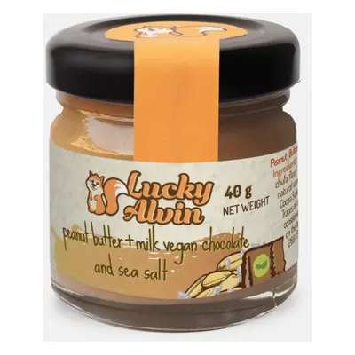 Lucky Alvin Arašídy + Mléčná Vegan Čokoláda s Mořskou Solí 40 g , bez GMO, Vegan, bez palm. olej