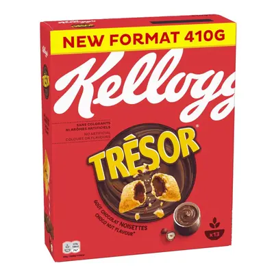 Kellogg's Tresor Choco Nut, 410 g, 13 porcí, křupavé snídaňové cereálie s čokoládovo-nugátovou n