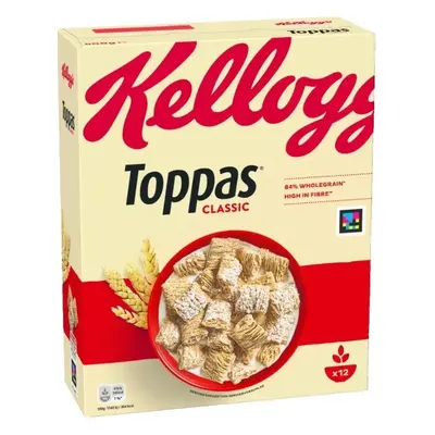 Kellogg's Toppas Classic, 500 g, 12 porcí, vysoký obsah vlákniny, 84% celozrnné 5059319030821