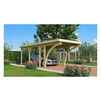 Carport KARIBU CLASSIC 2C 61969 ocelové střešní plechy LG3356