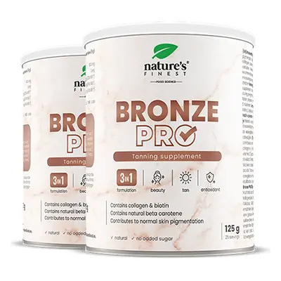 Bronze Pro 1+1 | Přírodní nápoj pro zesílení opálení | Obsahuje měď, kolagen a vitamíny | Bez ka