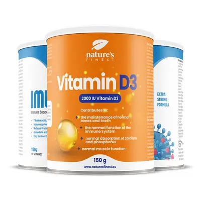 2x IMUNUP + Vitamin D3 prášek | Podpora imunitního systému | Obsahuje aminokyseliny | Vitamin D3