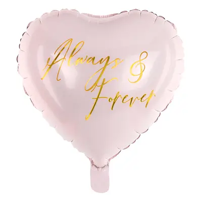 Fóliový balónek srdce "Always&Forever" RŮŽOVÝ, 45 cm