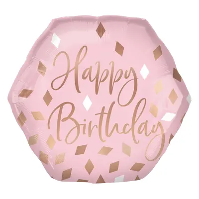 Amscan Fóliový balónek “Rose Gold Birthday-hexagon”, 58 cm