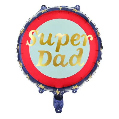 PartyDeco.pl Fóliový balónek “Super Dad” MODRO-ČERVENÝ, 45 cm