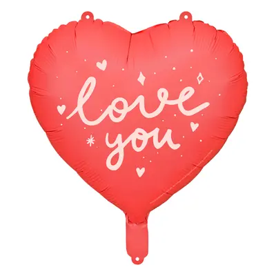 PartyDeco.pl Fóliový balónek srdce “Love You” ČERVENÝ, 45 cm