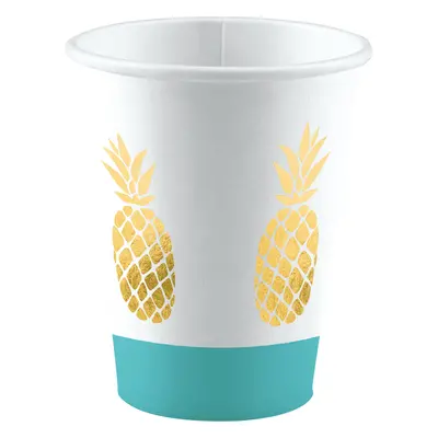 Amscan Papírové kelímky “Ananas-Pineapple Vibes”, 250 ml, 8ks