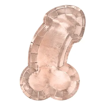 PartyDeco.pl Talířky "Penis" RŮŽOVO-ZLATÉ, 26,5x15,5 cm, 6 ks