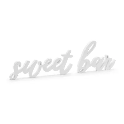 Dřevěný nápis" Sweet Bar" BÍLÝ, 37x10cm