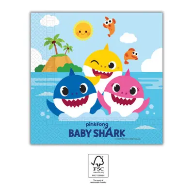 Procos Papírové ubrousky "Baby Shark", 33x33 cm, 20 ks