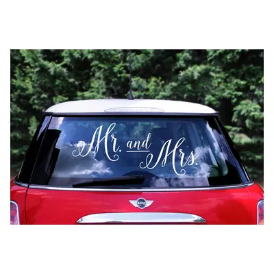 Nálepky na auto "Mr. and Mrs."