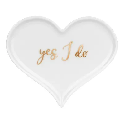 PartyDeco.pl Porcelánový talířek na prstýnky “Yes I do”, 13x11 cm