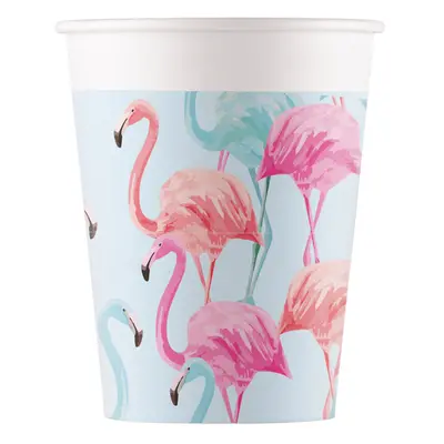 Procos Papírové kelímky “Tropical Flamingo”, 200 ml, 8 ks