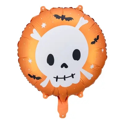 PartyDeco.pl Fóliový balónek “HALLOWEEN - lebka“ ORANŽOVÝ, 45 cm