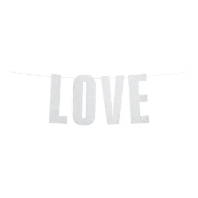 Banner "Love" STŘÍBRNÝ, 21x55cm