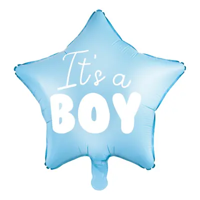 PartyDeco.pl Fóliový balónek hvězda "It's a boy" MODRÝ, 48 cm