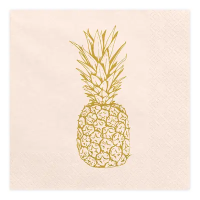 PartyDeco.pl Ubrousky “Ananas” SVĚTLE-BROSKVOVÉ, 33x33 cm, 20 ks