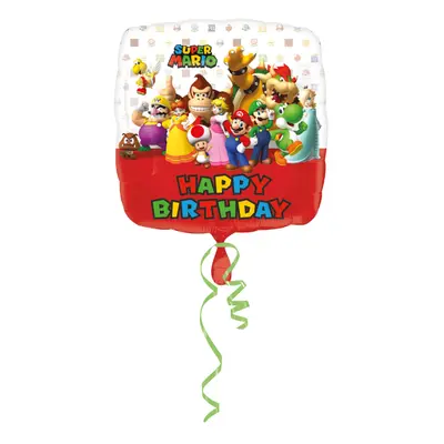 Amscan Fóliový balónek “Super Mario-Happy Birthday”, 43 cm