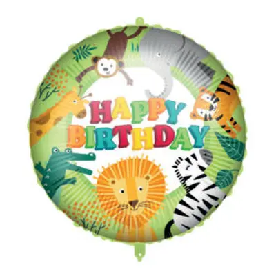 Procos Fóliový balónek s těžítkem “Happy Birthday-Jungle”, 46 cm