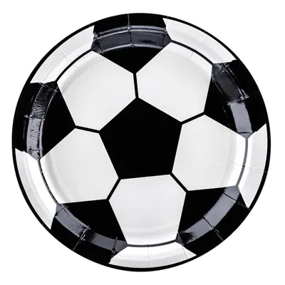 PartyDeco.pl Talířky papírové "Fotbal", 18 cm, 6 kusů