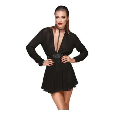 Noir Handmade Chiffon Minidress with Choker F150