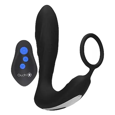 Ouch! E-stim & Vibration Butt Plug with Remote Black