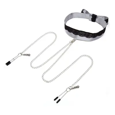 Fifty Shades of Grey Play Nice Satin & Lace Collar & Nipple Clamps