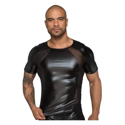 Noir Handmade H056 Men's T-Shirt Made of Powerwetlook with 3D Net Inserts