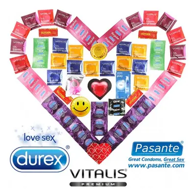 DUREX Maxi Balíček 55 kondomů Durex Pasante a Vitalis + lubrikační gel + vibrační kroužek