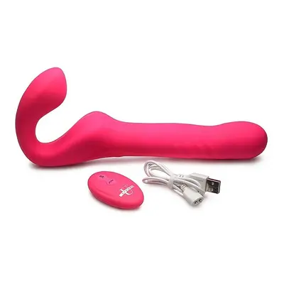 SHOTS TOYS Strap U Mighty-Thrust Thrusting & Vibrating Strapless Strap-On with Remote Pink