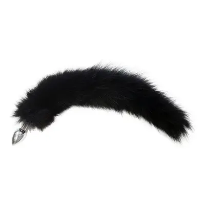 Rouge Medium Butt Plug Tail, Black Real Fur