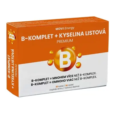 B-Komplet + Kyselina listová PREMIUM MOVit Energy 30 tablet