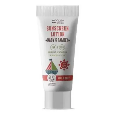 Minerální opalovací krém na tělo a obličej Baby & Family SPF50 Wooden Spoon 10ml vzorek