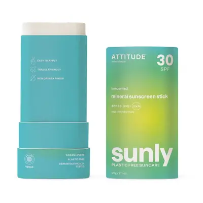 100% minerální ochranná tyčinka na celé tělo ATTITUDE (SPF 30) bez vůně 60g