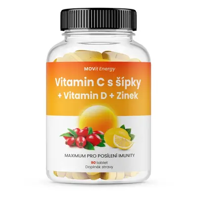 Vitamin C 1200 mg se šipkami + Vitamin D + Zinek PREMIUM MoVit Energy 90 tablet