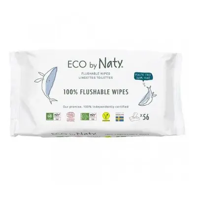 Vlhčené ubrousky ECO by Naty bez vůně - splachovatelné - výhodné balení 3 x 56ks