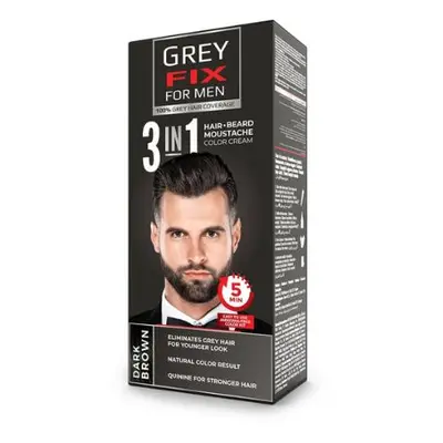 Barva pro muže na vlasy, bradu a vousy - tmavě hnědá Grey Fix