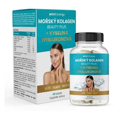 Mořský kolagen Beauty Plus + kyselina hyaluronová MOVit Energy 90 tablet