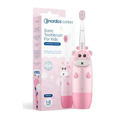 Sonický dětský zubní kartáček Růžová žirafa 1-8 let Nordics Oral Care