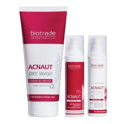 Sada péče o aknózní pleť (čistící gel + pleťová voda + krém) Acnaut Biotrade