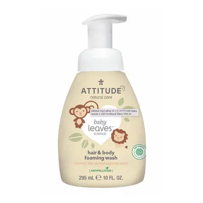 Dětská mycí pěna (2 v 1) ATTITUDE Baby leaves s vůní hruškové šťávy 295 ml