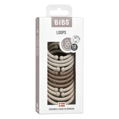 BIBS Loops kroužky 12 ks - Sand / Dark Oak / Vanilla