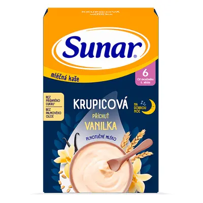 Sunar Mléčná kaše na dobrou noc krupicová vanilková 210 g