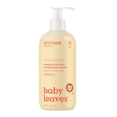 Dětské tělové mýdlo a šampon (2 v 1) ATTITUDE Baby leaves s vůní hruškové šťávy 473 ml